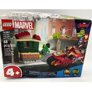LEGO Marvel 76287 Iron Man with Bike and The Hulk Avengers Building Set 68 Pcs